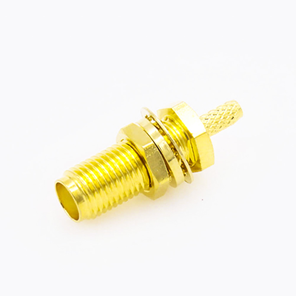 直式SMA连接器母头面板安装前锁穿墙压接用于RG174 / RG316