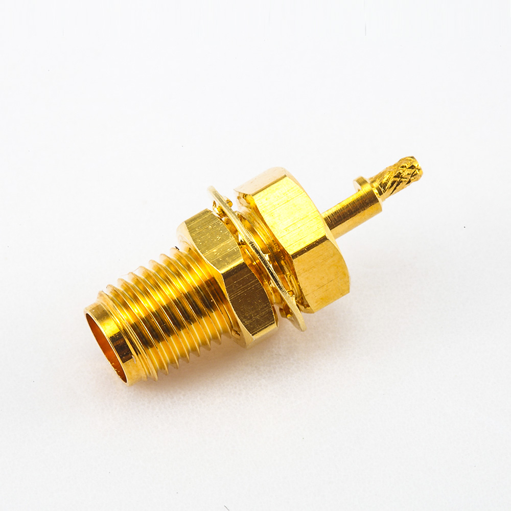 SMA连接器用于1.13mm / 1.32mm接线母头板直式前锁穿墙开天窗压接式