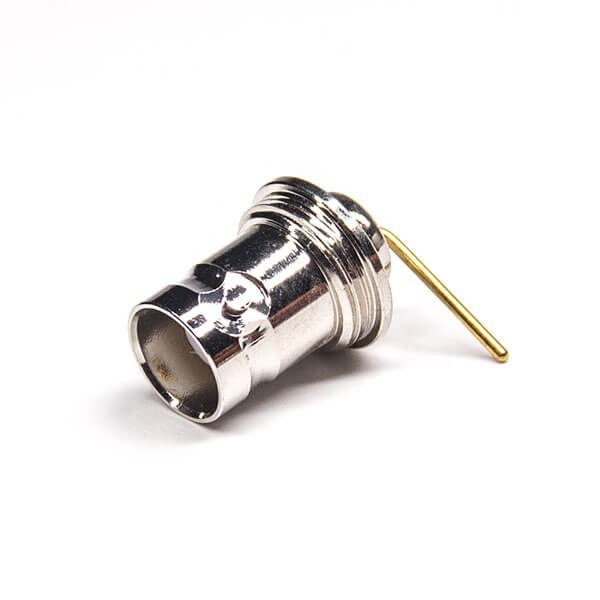 弯式BNC连接器母头带针短螺纹卯压式接PCB板 弯式BNC连接器母头带针短螺纹卯压式接PCB板