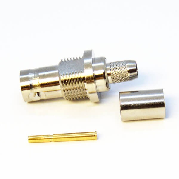 HD-SDI BNC连接器75欧姆直式母头镀镍压接接线 HD-SDI BNC连接器75欧姆直式母头镀镍压接接线