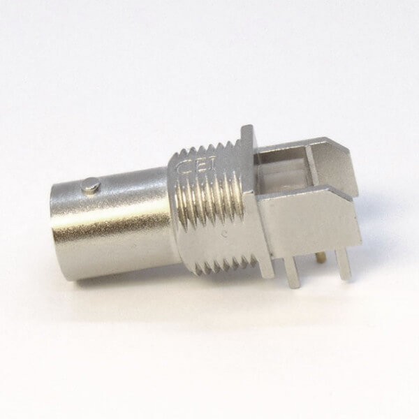 BNC连接器镀镍弯式母头穿孔式接PCB板厚度8mm BNC连接器镀镍弯式母头穿孔式接PCB板厚度8mm