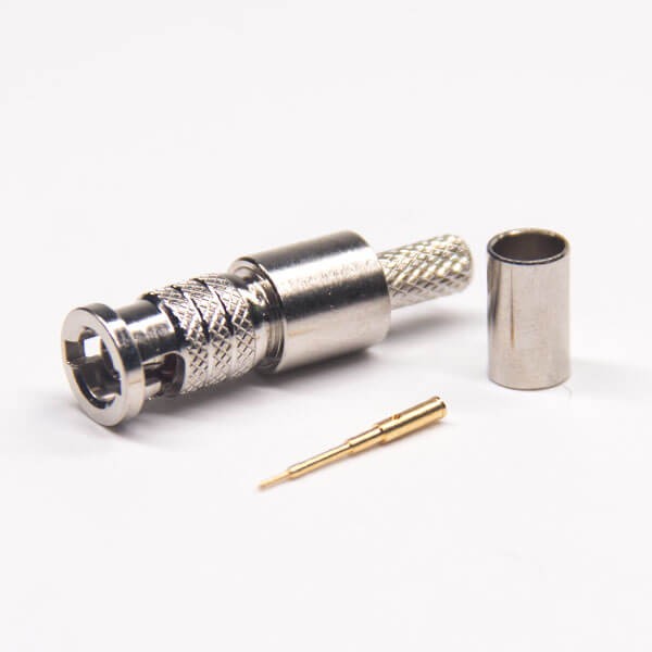 BNC同轴连接器公头180度直式接线压接 BNC同轴连接器公头180度直式接线压接