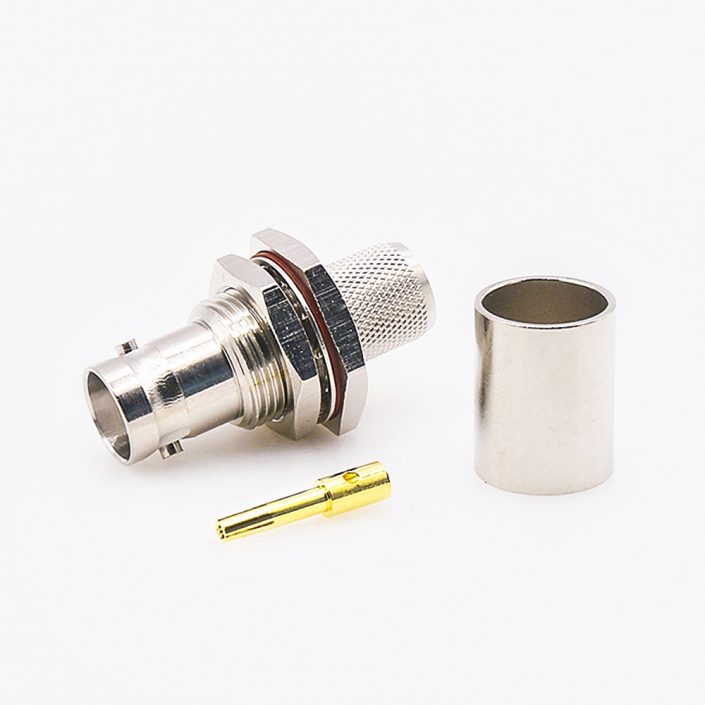 BNC连接器前锁穿墙防水直式母头接线压接用于lmr400接线 BNC连接器前锁穿墙防水直式母头接线压接用于lmr400接线
