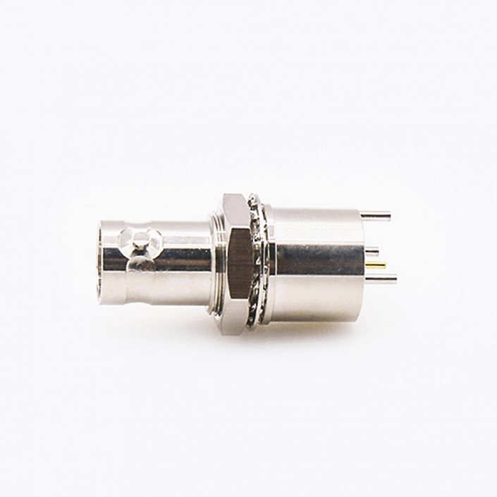 BNC前锁穿墙连接器75Ω母头直插PCB安装 BNC前锁穿墙连接器75Ω母头直插PCB安装