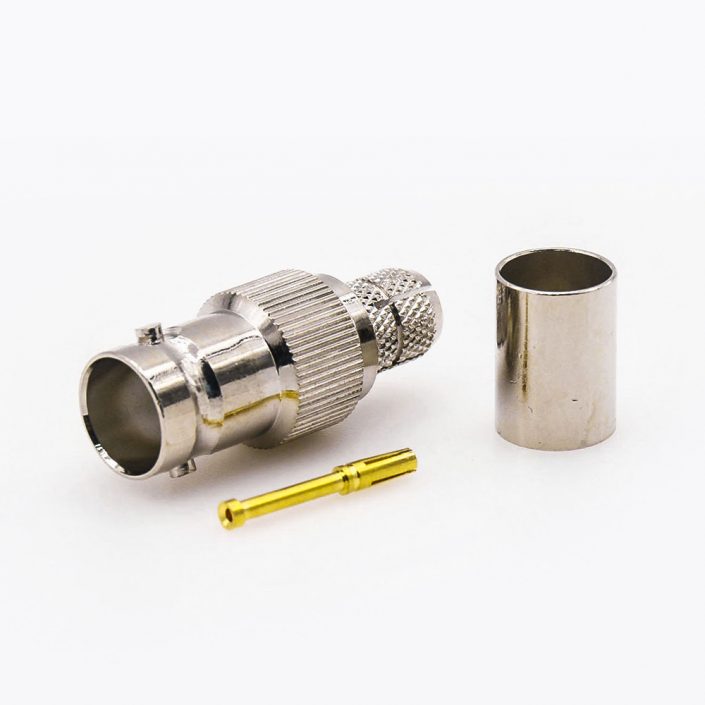 压接SYV-75-5-1接线的BNC连接器75Ω母头直式 压接SYV-75-5-1接线的BNC连接器75Ω母头直式