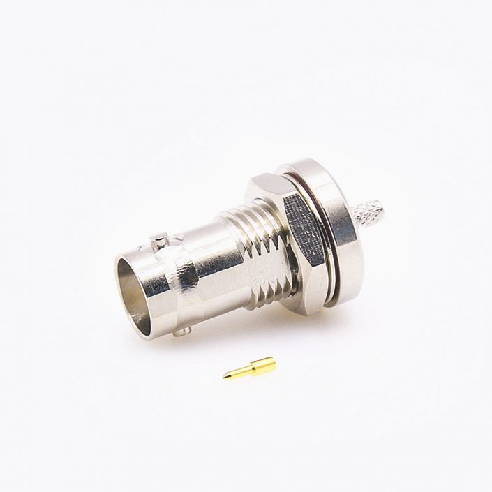 用于RG174/RG316接线的BNC面板安装母头直式连接器前锁穿墙压接 用于RG174/RG316接线的BNC面板安装母头直式连接器前锁穿墙压接