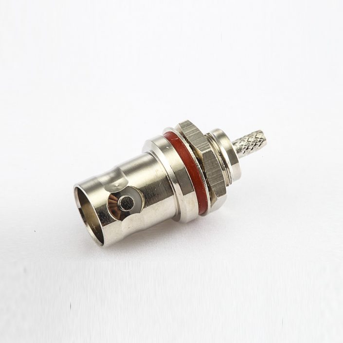 BNC连接器75Ω母头直型带螺母压接用于RG179/1.5C-2V面板安装后锁穿墙 BNC连接器75Ω母头直型带螺母压接用于RG179/1.5C-2V面板安装后锁穿墙