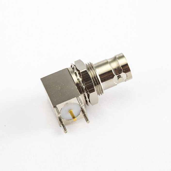 BNC连接器焊接类型50Ω母头弯式面板安装前锁穿墙PCB插孔 BNC连接器焊接类型50Ω母头弯式面板安装前锁穿墙PCB插孔