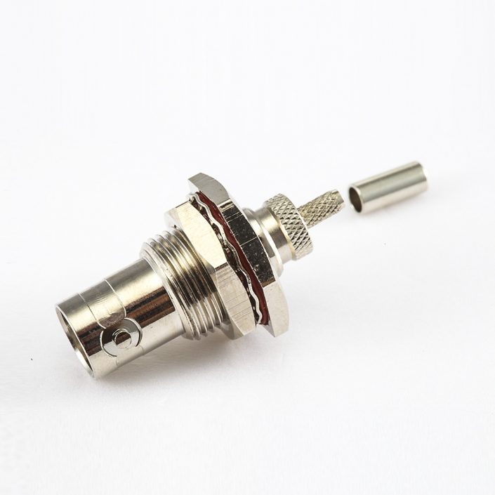 防水RG174/RG316BNC连接器压接母头直面板安装前锁穿墙 防水RG174/RG316BNC连接器压接母头直面板安装前锁穿墙