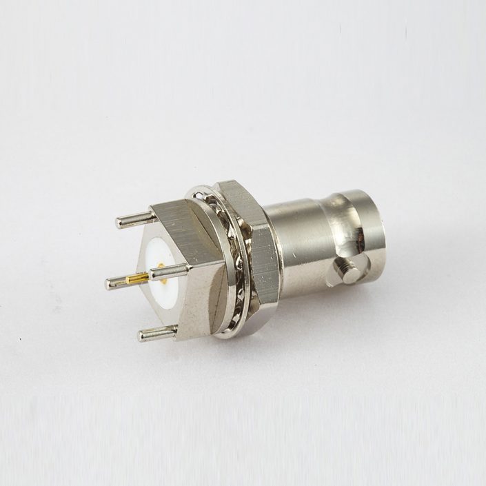BNC连接器PCB安装母头180度前锁穿墙插孔50Ω BNC连接器PCB安装母头180度前锁穿墙插孔50Ω