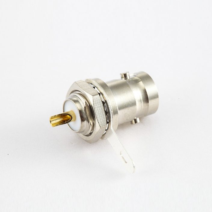 面板安装后锁穿墙BNC连接器母头180度焊接50ohm接地 面板安装后锁穿墙BNC连接器母头180度焊接50ohm接地