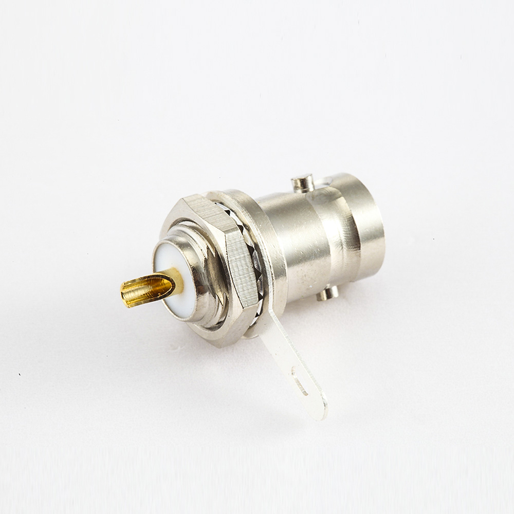 面板安装后锁穿墙BNC连接器母头180度焊接50ohm接地