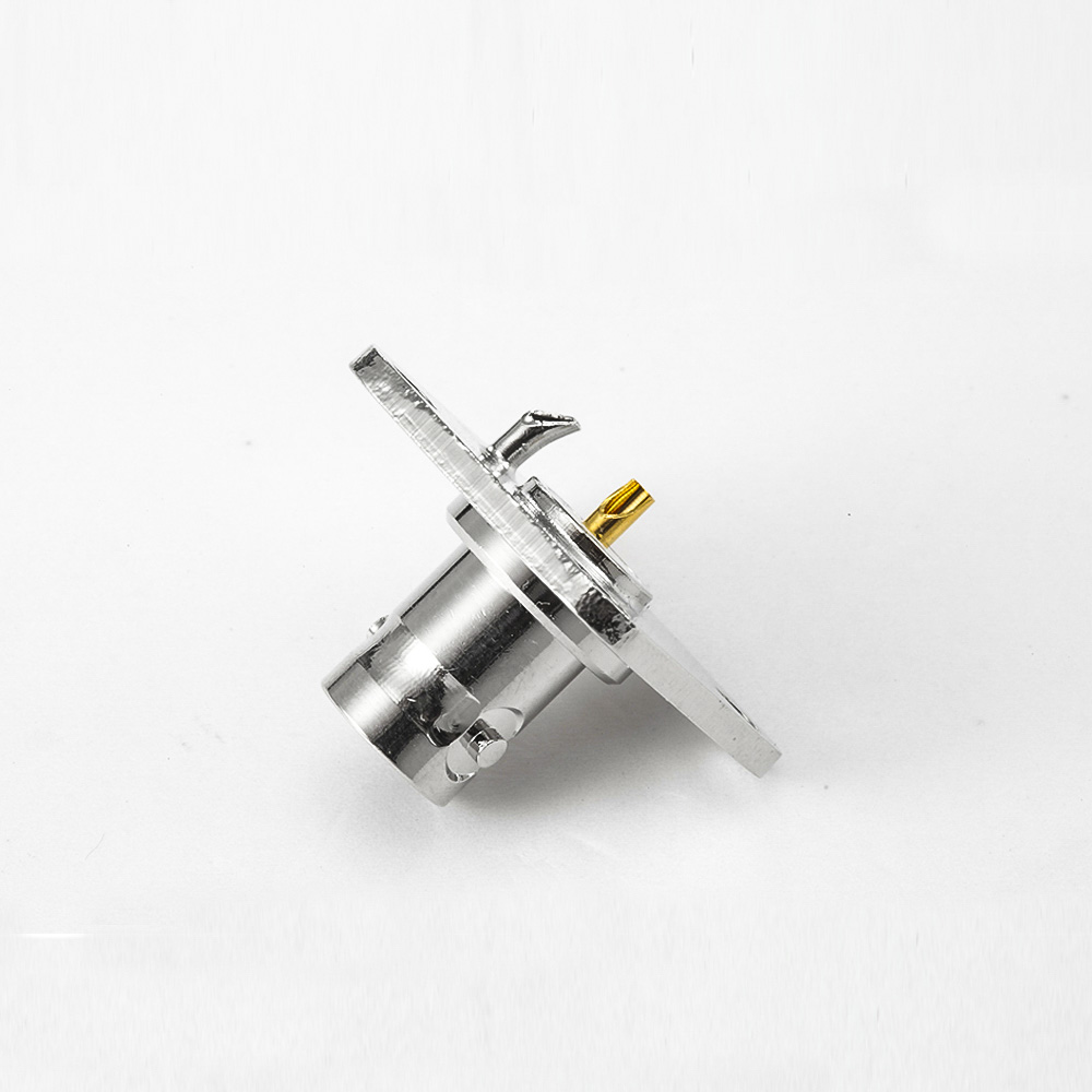 BNC接线焊接4孔法兰母头直式75ohm连接器