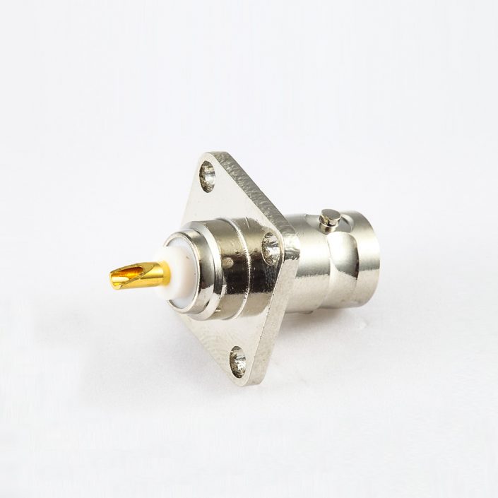 焊杯型BNC连接器接线公头180度面板50ohm带4孔法兰 焊杯型BNC连接器接线公头180度面板50ohm带4孔法兰