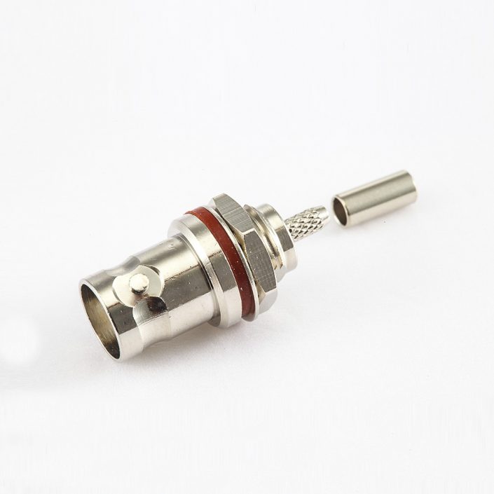 RG174/RG316防水BNC母头直式连接器面板安装后锁穿墙压接 RG174/RG316防水BNC母头直式连接器面板安装后锁穿墙压接