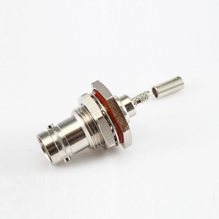 防水压接RG174/RG316BNC插座180度连接器面板安装前锁穿墙 防水压接RG174/RG316BNC插座180度连接器面板安装前锁穿墙
