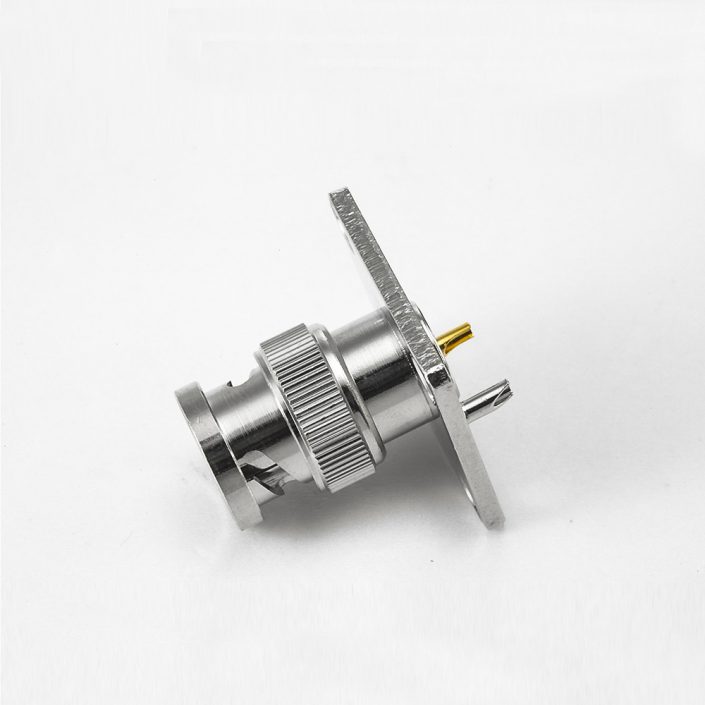 接线BNC连接器公头直式面板安装4孔法兰焊杯75ohm