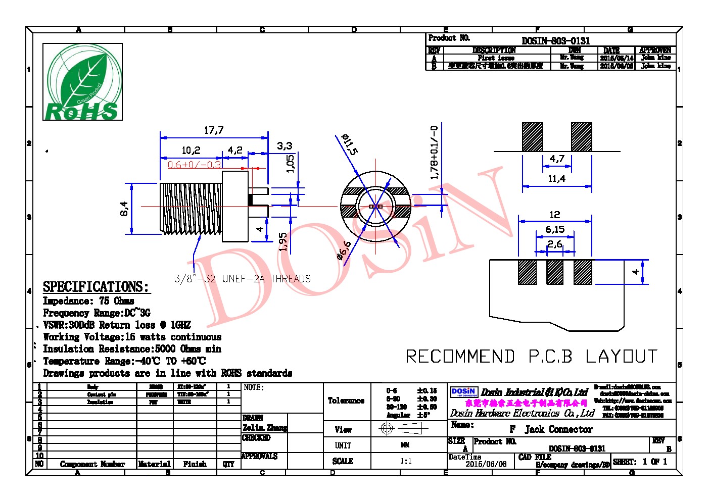 f型快速接头直式穿墙母头边缘卡板接PCB