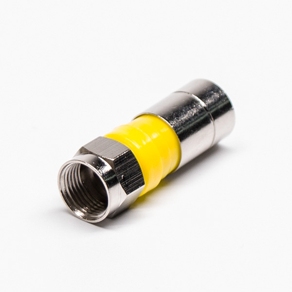 F头插头黄色公头直式同轴连接器压缩接RG6 F头插头黄色公头直式同轴连接器压缩接RG6