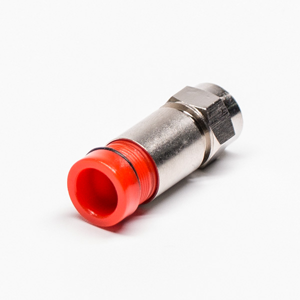 F型接头红色公头直式同轴连接器压缩接RG6