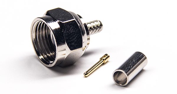 公头直式F头公针压接式接线镀镍