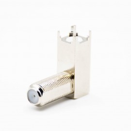外螺纹F头连接器母头弯式PCB板安装插孔加高型螺纹连接