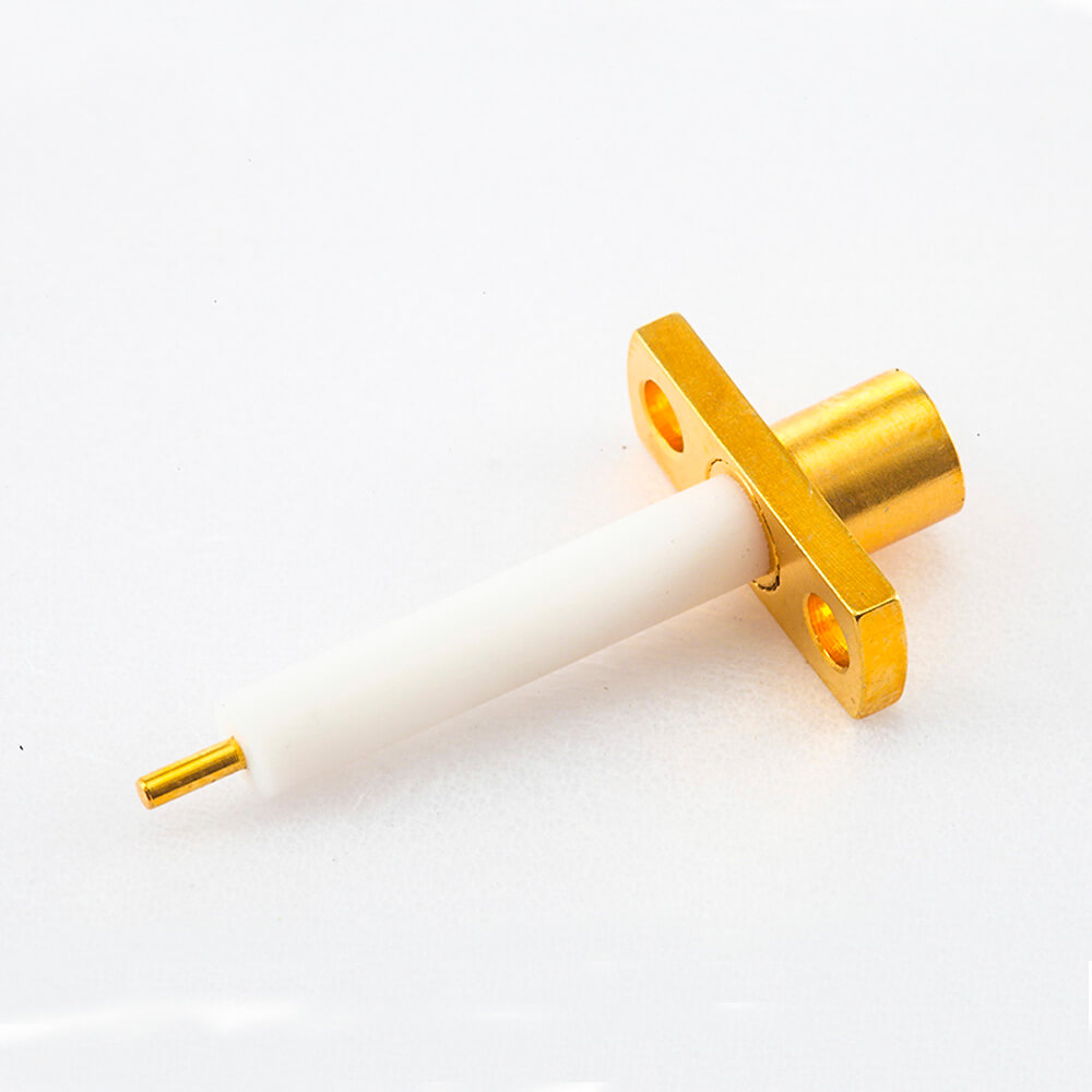 镀金接头MCX母直式两孔法兰铜50Ω
