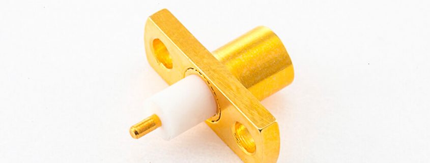 MCX射频连接器母头直式两孔法兰铜镀金50Ω