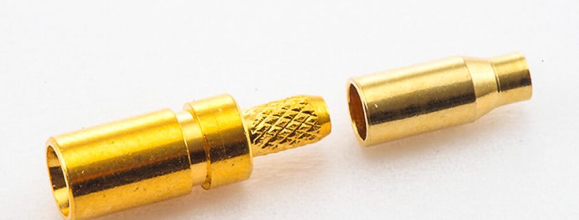 铜直接头MCX接头接线压接母头直式铜镀金50Ω