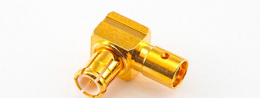 MCX公头弯式铜镀金标准50Ω