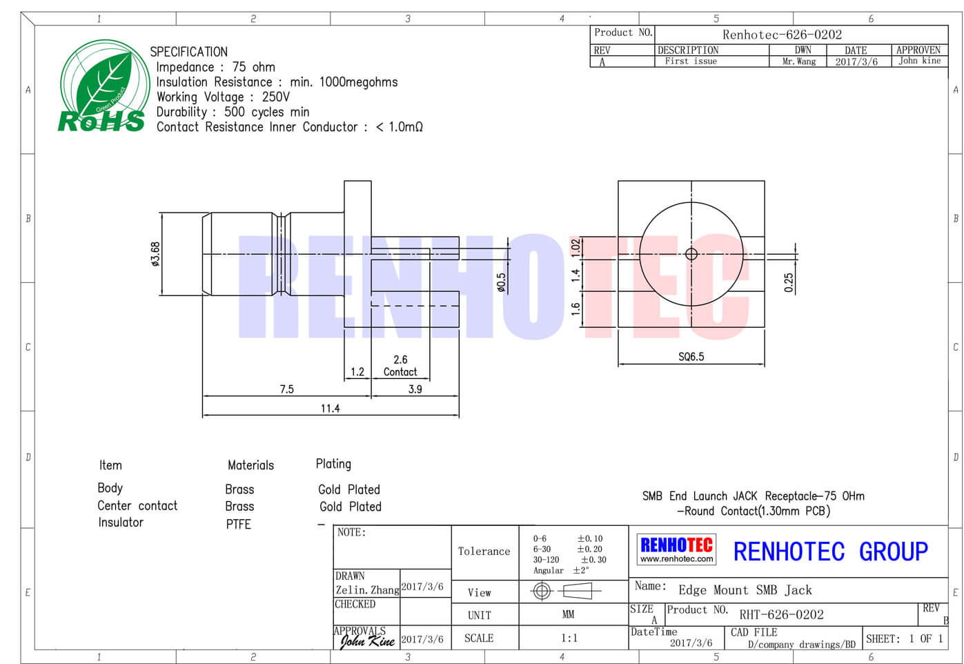 pcb边缘连接器卡板式smb75欧母头