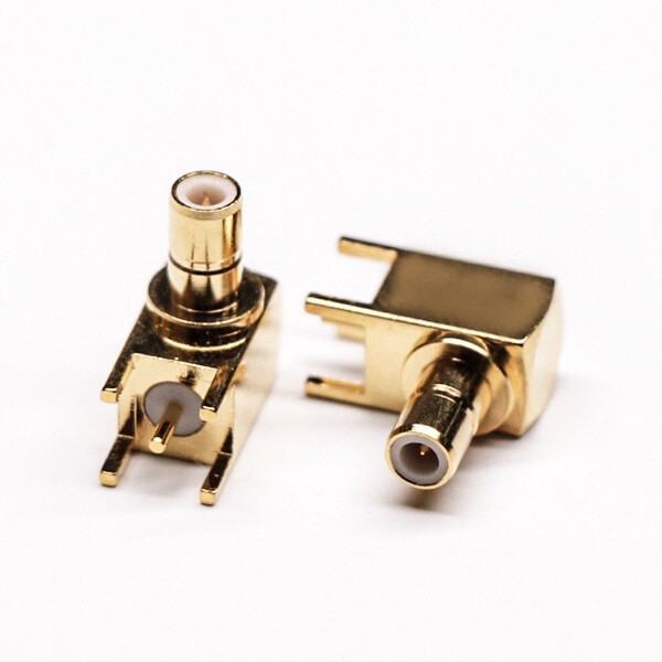 弯头SMB连接器母头镀金插板接PCB板