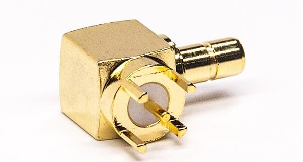 smb同轴连接器弯式镀金公头插板接PCB板