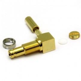 din型连接器1.0/2.3 镀金压接式母头弯头 同轴线缆RG179 ST212