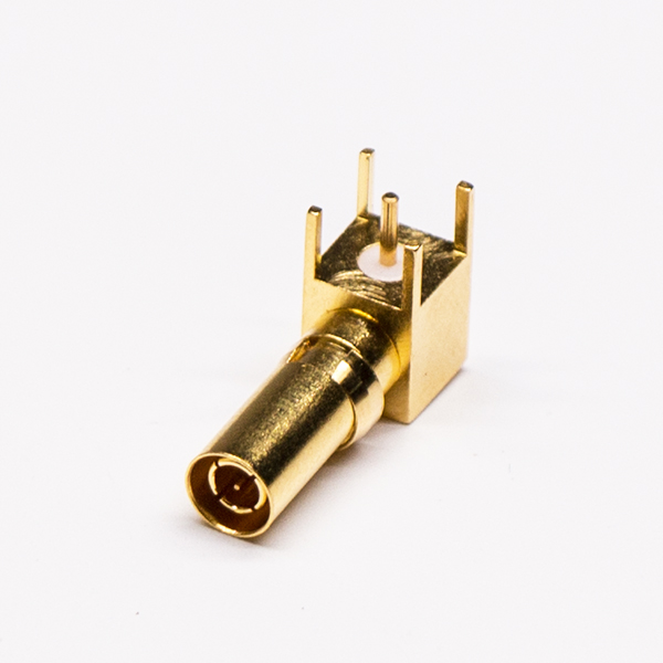DIN 1.0/2.3公头弯式镀金穿孔式接PCB板