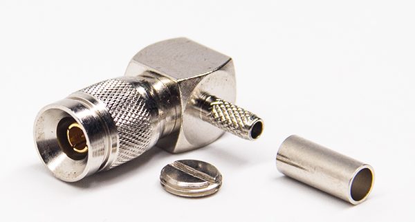 din型连接器1.0/2.3 弯式90度公头压接式接同轴线缆