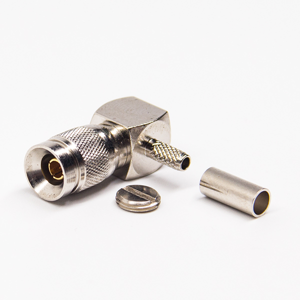 din型连接器1.0/2.3 弯式90度公头压接式接同轴线缆
