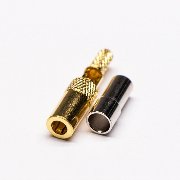 SSMB连接器公头 直式RF射频同轴连接器开天窗压接式