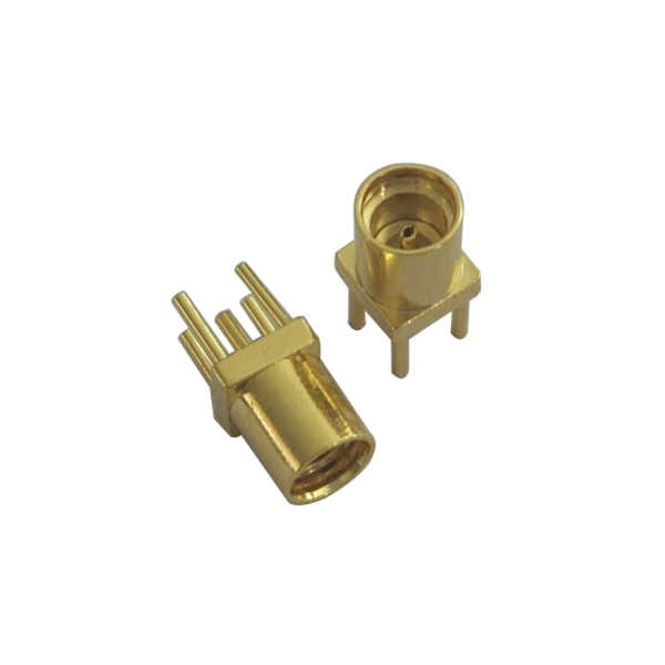射频pcb连接器直插式镀金mmcx母头