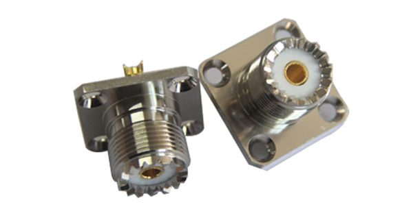 rf射频同轴连接器法兰盘4孔方形座uhf母头