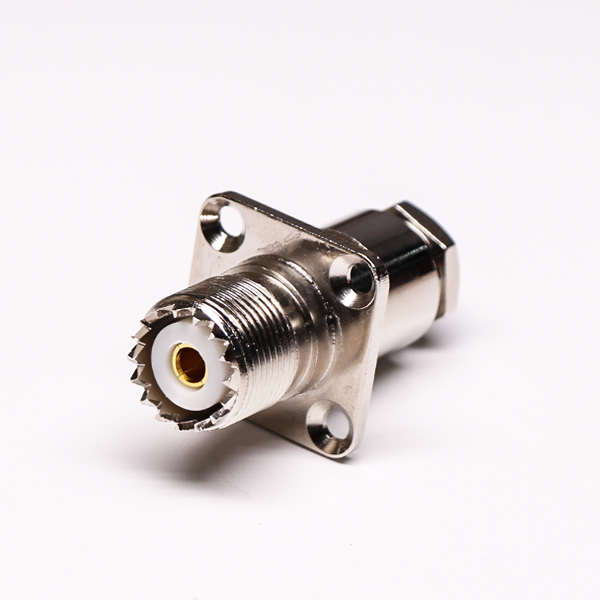 uhf同轴连接器母头直式UHF-SL16-J-4螺母锁紧带法兰接线
