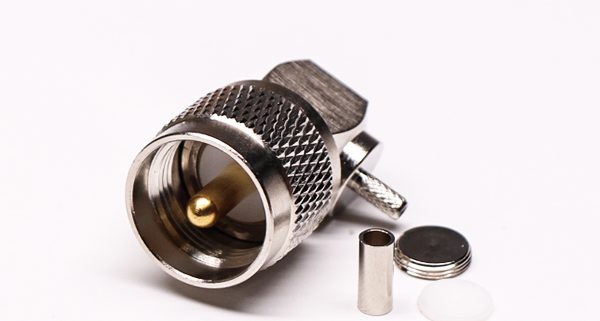 uhf公头弯式金针UHF-C-JW3压接同轴线缆