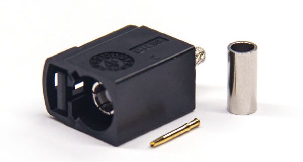 Fakra 母头直式A型黑色压接焊接连接器 RG174 线