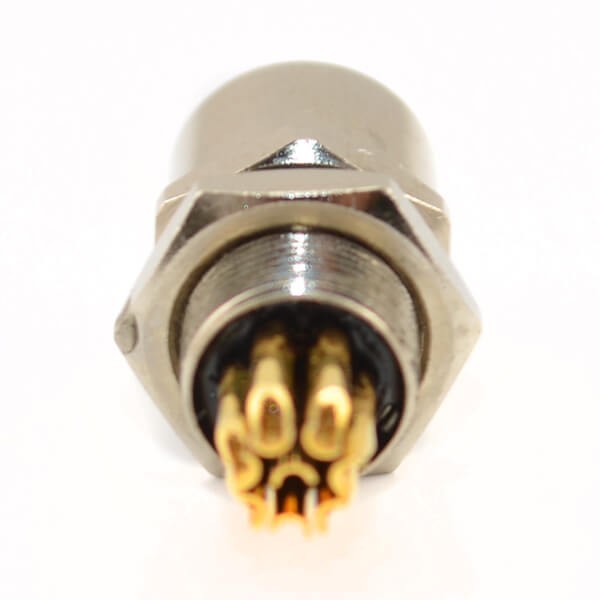 M8 M12连接器接线防水A型板端后锁焊线式8芯母插座 M8 M12连接器接线防水A型板端后锁焊线式8芯母插座