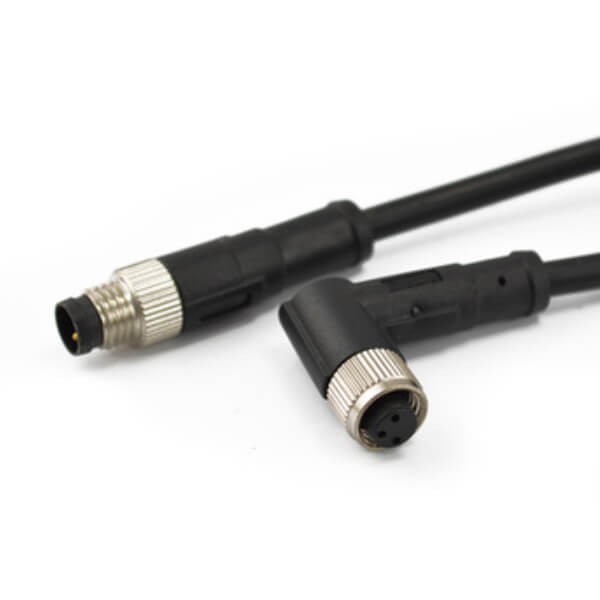 M8公转母注塑线材连接器直式公头转3芯弯头母头插头连线1米24AWG M8公转母注塑线材连接器直式公头转3芯弯头母头插头连线1米24AWG