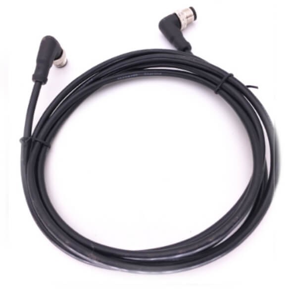 M8弯头转弯头工业连接器3芯公头转公头注塑线接1米24AWG