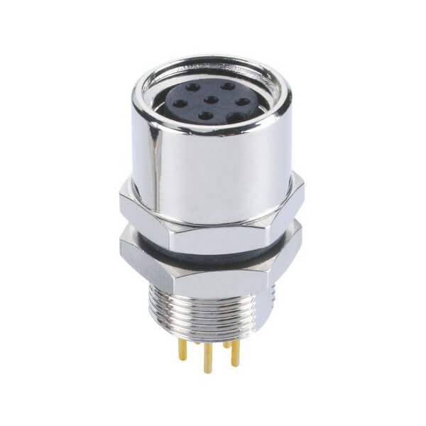 M8 PCB插座板端连接器A型后锁6芯母座插板传感器 M8 PCB插座板端连接器A型后锁6芯母座插板传感器