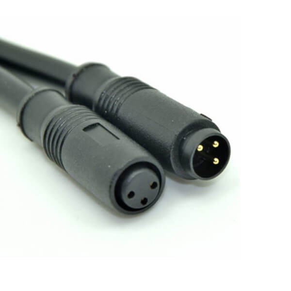 M8宝马头注塑成型防水直式塑料3芯公转母拓展线1米24AWG