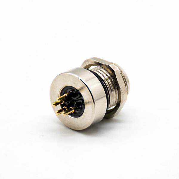 M8板端插座4芯母直式PCB安装前锁板M8*1.0 M8板端插座4芯母直式PCB安装前锁板M8*1.0
