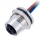 M12板端插座IP67防水连接器4pin直式带屏蔽1M AWG22母头前锁带线型